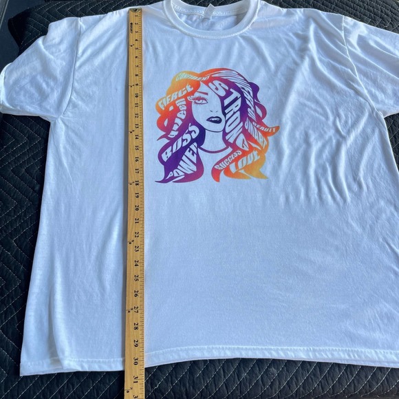 Jerzees Shirt Womens Plus Size 2X XXL White Womens‎ Empowerment Girl Power - Picture 9 of 10